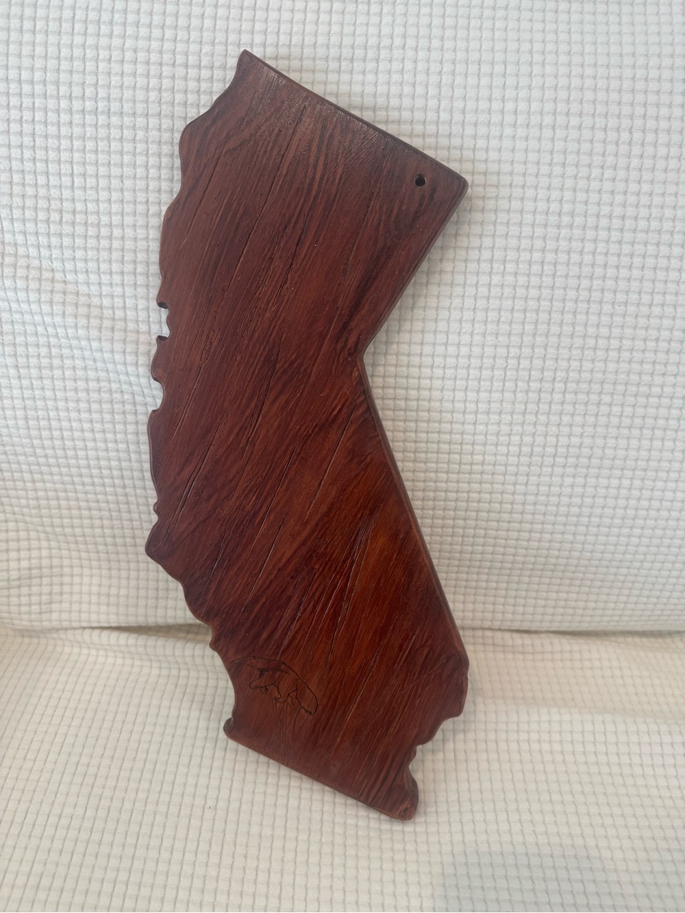 Carved Wood California shaped Wall
Plaque/board
Approximately 15.5" x 6.5”